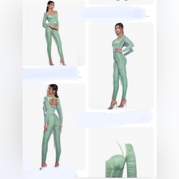 Miss Circle Quiana Basil Ruched Mesh Corset Jumpsuit - Picture 2 of 4